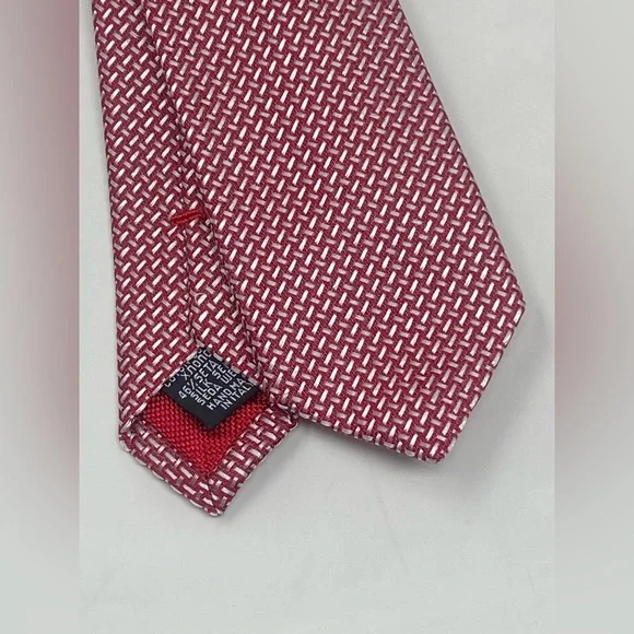 Vintage Chanel Men’s Tie Red Geometric Blue CC Logo Cotton Silk Italy - Picture 3 of 9